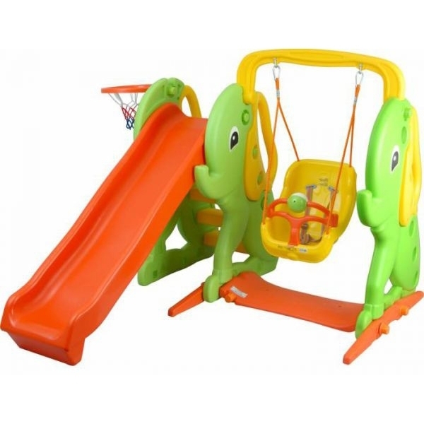 Горка-комплекс Pilsan Слон с баскетбольным кольцом и качелями, 06-161 фото 1