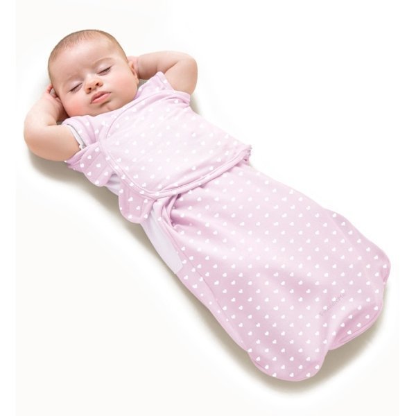 87090 Summer Infant конверт для пеленания WrapSack  с 2 способами фиксации розовый с сердечками (размер L)