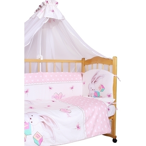 Комплект постельного белья в кроватку AmaroBaby Зайка, 7 предметов, сатин фото 2