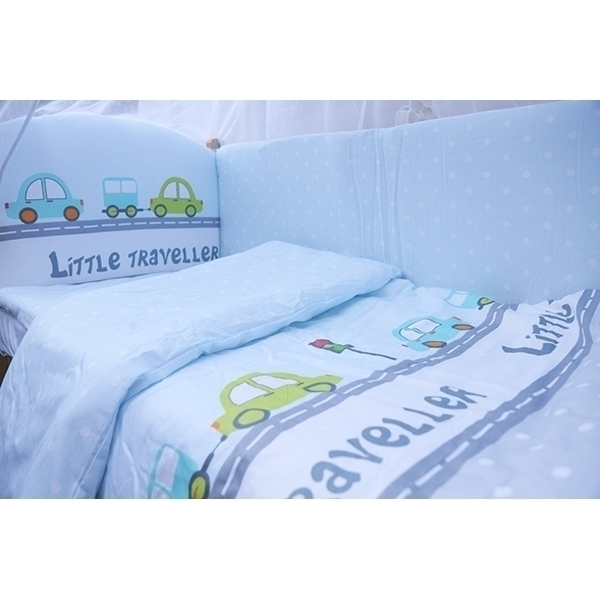 Комплект постельного белья в кроватку AmaroBaby Little Traveler, 7 предметов, сатин фото 1