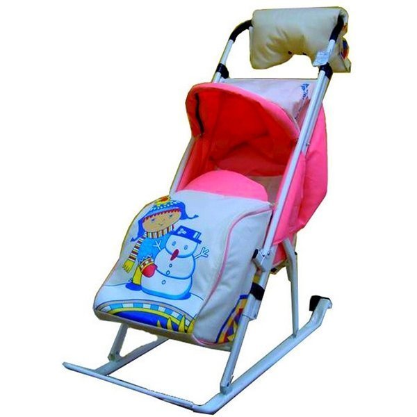 Санки-коляска RT Комфорт Люкс 11 Веселое Детство с колесиками и муфтой - Фото