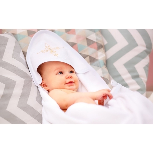 Крестильное полотенце Twinklbaby с крестиком-вышивкой и стразами фото 1
