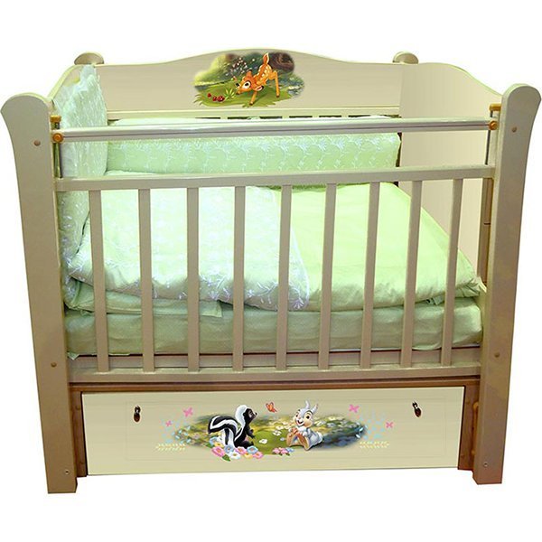 Детская кроватка Disney Бэмби, продольный маятник фото 1