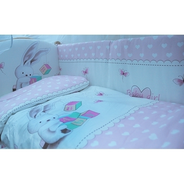 Комплект постельного белья в кроватку AmaroBaby Зайка, 7 предметов, сатин фото 1