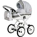 Детская коляска BeBe-Mobile Ines R 2 в 1, ткань+эко-кожа (R10 (White-Grey)
						
					) — Фото