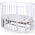 Овальная детская кроватка Nastella Baby Molly 7 в 1, поперечный маятник Овальная детская кроватка Nastella Baby Molly 7 в 1, поперечный маятник Белый — Фото