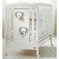 Детская кроватка Baby Expert Bon Bon Duetto, колесо Детская кроватка Baby Expert Bon Bon Duetto, колесо (Белый - Серо-бежевый) — Фото