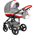 Детская коляска BeBe-Mobile Movo R 3 в 1, ткань+эко-кожа (R2 (Red-Graphite)
						
					) — Фото
