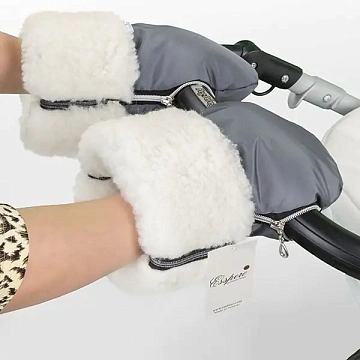 Меховая муфта-рукавички для коляски Esspero Double White из натуральной шерсти