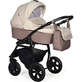 Детская коляска Indigo Antica 2 в 1, ткань + эко-кожа (01 Бежевый - Светло-бежевый
						
					) — Фото
