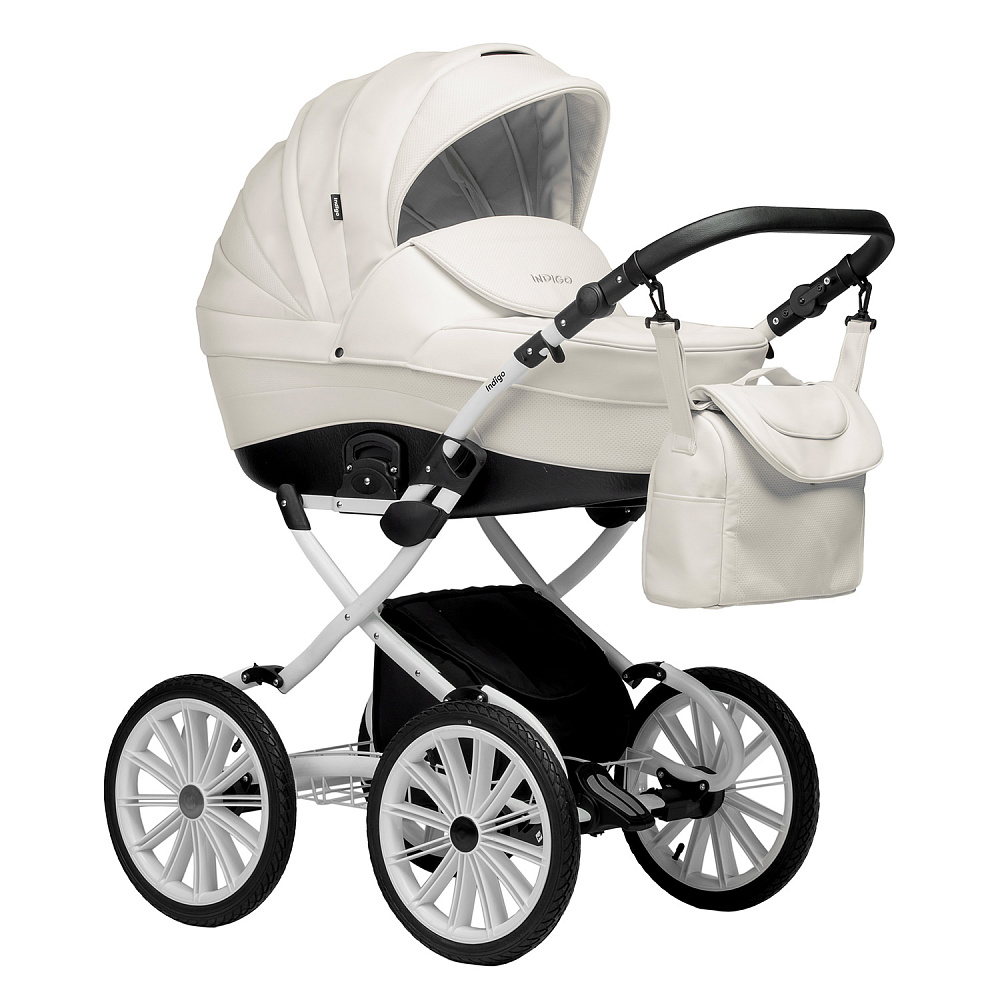 Детская коляска Indigo Indigo Special Plus 14 2 в 1 на белой раме - Фото