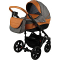 Детская коляска Adamex Avanti Deluxe 3 в 1 X23 графитовый-коньячный — Фото