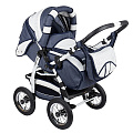 Детская коляска-трансформер Adamex Galaxy (белый/синий
						
					) — Фото