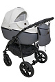 Детская коляска Jaxee Rosa 3 в 1, 100% эко кожа (серый-белый
						
					) — Фото