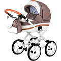Детская коляска BeBe-Mobile Ines R 2 в 1, ткань+эко-кожа (R4 (Chocco-White)
						
					) — Фото