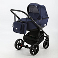Детская коляска BeBe-Mobile Gusto 3 в 1, ткань+эко-кожа GU17 Темно-синий — Фото