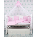 Комплект Premium в кроватку AmaroBaby Кроха, 18 предметов (6+12 бортиков), бязь Комплект Premium в кроватку AmaroBaby Кроха, 18 предметов (6+12 бортиков), бязь Розовый — Фото