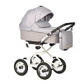 Детская коляска Indigo Barbara Classic 2021 2 в 1 на белой раме (Ba 04 св.серый
						
					) — Фото
