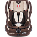 Детское автокресло Lionelo Jasper Isofix + подарок: шторки и органайзер (Suede brown велюр) — Фото