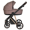 Детская коляска Roan Sol Luxury 2 в 1 на золотой раме RSL/4043 Cocoa/Rose Gold/т.коричневая ручка — Фото