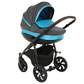 Детская коляска Tutis Nanni 3 в 1 (893338 Серый + Кожа морская волна
						
					) — Фото