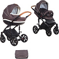 Детская коляска Tutis Mimi Style 2 в 1, ткань+эко-кожа Детская коляска Tutis Mimi Style 2 в 1, ткань+эко-кожа 341 Коричневый жаккард + кожа белая — Фото