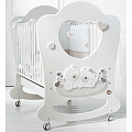 Детская кроватка Baby Expert Sogno, колесо + качалка Детская кроватка Baby Expert Sogno, колесо + качалка (Белый - Серо-бежевый) — Фото