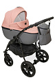 Детская коляска Jaxee Rosa 3 в 1, 100% эко кожа (серый-пудра
						
					) — Фото