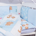 Комплект постельного белья в кроватку AmaroBaby Мишка (6+12 подушек-бортиков) Комплект постельного белья в кроватку AmaroBaby Мишка (6+12 подушек-бортиков) Голубой — Фото