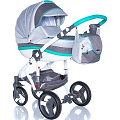 Детская коляска BeBe-Mobile Movo R 3 в 1, ткань+эко-кожа (R9 (Mint-Grey)
						
					) — Фото