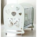 Детская кроватка Baby Expert Bon Bon, колесо + качалка Детская кроватка Baby Expert Bon Bon, колесо + качалка (Белый - Серо-бежевый) — Фото