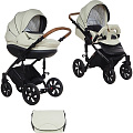 Детская коляска Tutis Mimi Style 2 в 1, ткань+эко-кожа Детская коляска Tutis Mimi Style 2 в 1, ткань+эко-кожа 344 Молочный + кожа шоколад — Фото