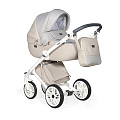 Детская коляска Indigo Porto 2 в 1, эко-кожа (Po 03 Бежевая кожа + Бежевый лен
						
					) — Фото