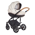 Детская коляска Tutis Mimi Style 3 в 1 Детская коляска Tutis Mimi Style 3 в 1 338 Молочный жаккард + кожа шоколад — Фото