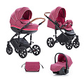 Детская коляска Tutis Mimi Style 3 в 1 Детская коляска Tutis Mimi Style 3 в 1 308 Бордовый лен + Брусничный — Фото
