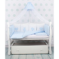Комплект Premium в кроватку AmaroBaby Кроха, 18 предметов (6+12 бортиков), бязь Комплект Premium в кроватку AmaroBaby Кроха, 18 предметов (6+12 бортиков), бязь Голубой — Фото
