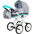 Детская коляска BeBe-Mobile Ines R 2 в 1, ткань+эко-кожа (R9 (Mint-Grey)
						
					) — Фото