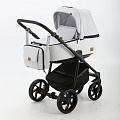 Детская коляска BeBe-Mobile Gusto 3 в 1, ткань+эко-кожа GU20 Светло-серый - Светло-серая перфорированная кожа — Фото