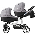 Коляска для двойни AroTeam Twinat Duo 19 2 в 1 Коляска для двойни AroTeam Twinat Duo 19 2 в 1 05 Черный - Светло-Серый — Фото