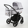 Детская коляска BeBe-Mobile Gusto 3 в 1, ткань+эко-кожа GU23 Светло-серый - Блестки — Фото
