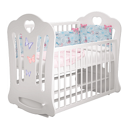 Детская кроватка Можгинский лесокомбинат Laluca Шарлотта-2 Бабочки с поперечным маятником без ящика
