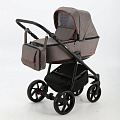 Детская коляска BeBe-Mobile Gusto 3 в 1, ткань+эко-кожа GU11 Шоколад - Темная карамель отделка — Фото