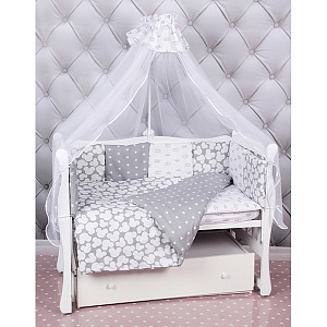 Бортик в кроватку AmaroBaby Silver, 12 подушек