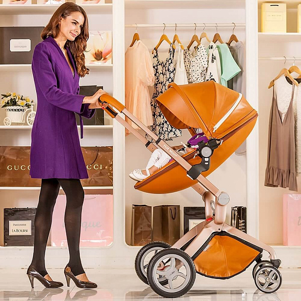 Детская коляска Hot Mom 2 в 1, эко-кожа фото 1