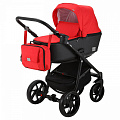 Детская коляска BeBe-Mobile Gusto 3 в 1, ткань+эко-кожа GU25 Красный+черная перф.кожа — Фото
