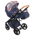 Детская коляска Lonex Comfort Carrello 2 в 1 05 Deep Blue & Flowers — Фото
