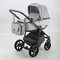 Детская коляска BeBe-Mobile Gusto 3 в 1, ткань+эко-кожа GU22 Светло-серый - Светло-серая плетенка — Фото