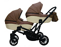 Детская коляска для двойни Ray Ultra Duo 3 в 1 Детская коляска для двойни Ray Ultra Duo 3 в 1 9 коричневый лен-бежевый лен — Фото