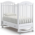Детская кроватка Nuovita Lusso dondolo, колесо + качалка (Белый) — Фото