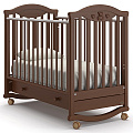 Детская кроватка Nuovita Lusso dondolo, колесо + качалка (Орех) — Фото